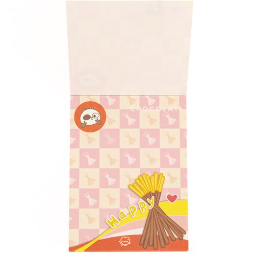 Cuaderno mini rojo con panda y palitos de chocolate dulces Happy marr�n 2