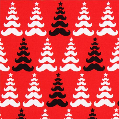 red moustache Xmas fabric Robert Kaufman Merry Mustaches Fabric