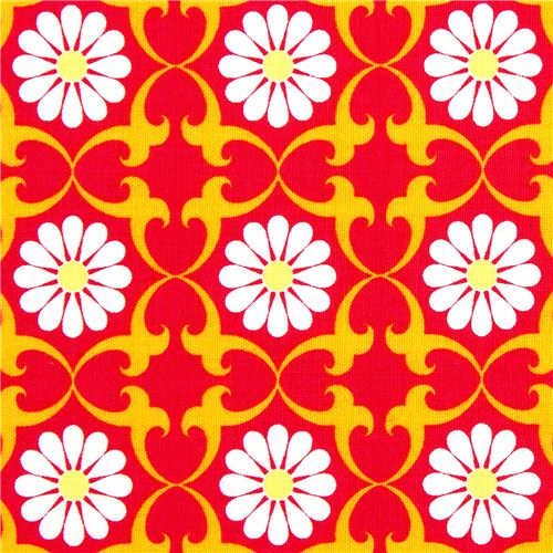 red organic fabric flower daisy by Robert Kaufman 1