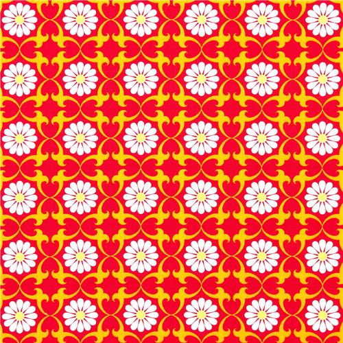 red organic fabric flower daisy by Robert Kaufman 2