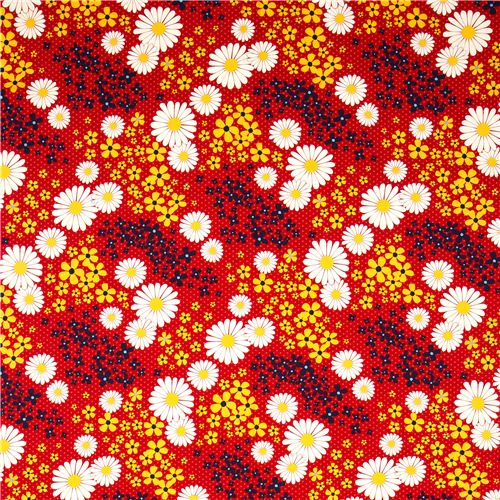 red organic fabric flowers & dots Realizzato da Robert Kaufman 2