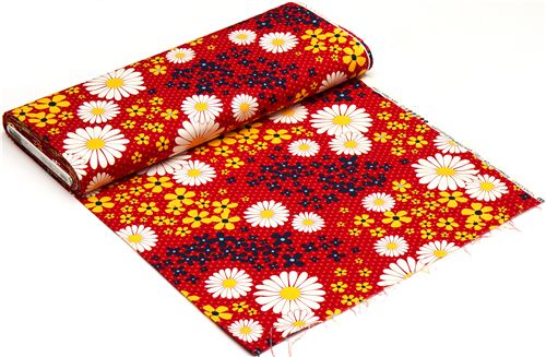 red organic fabric flowers & dots Realizzato da Robert Kaufman 3