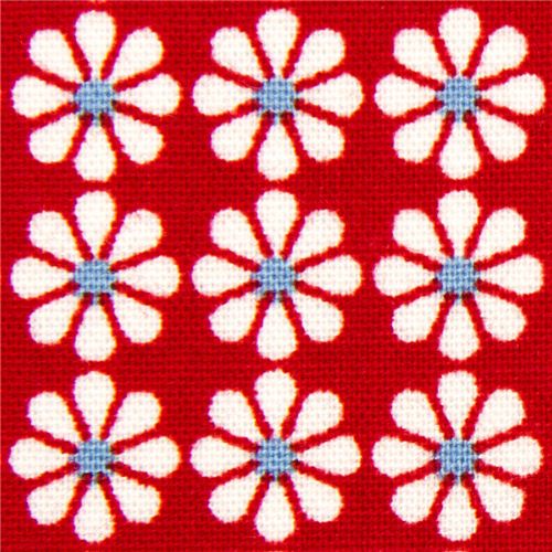 roter Bio-Stoff mit kleinen Blumen von Robert Kaufman 1