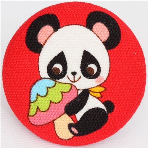 red panda button big mushroom Japanese fabric button 1