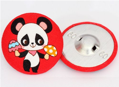 red panda button colour mushroom Japanese fabric button 2