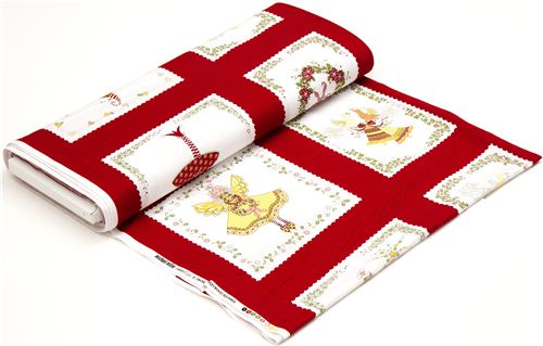 red patchwork pixies fairies Christmas fabric Michael Miller 5