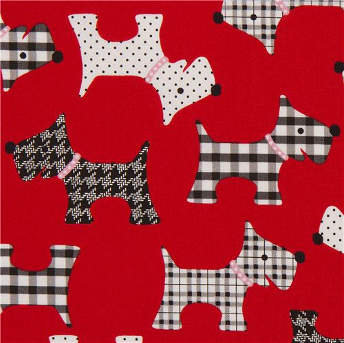 red patterned dog animal fabric by Robert Kaufman USA Fabric