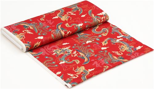 Resto de (46 x 112 cm) - Tela roja con f�nix y drag�n de Trans-Pacific Textiles 8