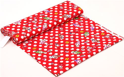 roter Polka Dot My Melody Hase Sanrio Oxford Stoff aus Japan 0