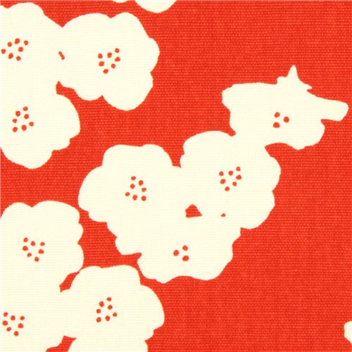 Toile bio par birch rouge avec des coquelicots Tissu