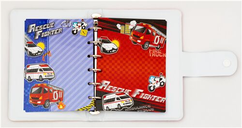 Album-classeur à autocollants rouge brillant, voiture de police, camion, pompier 3