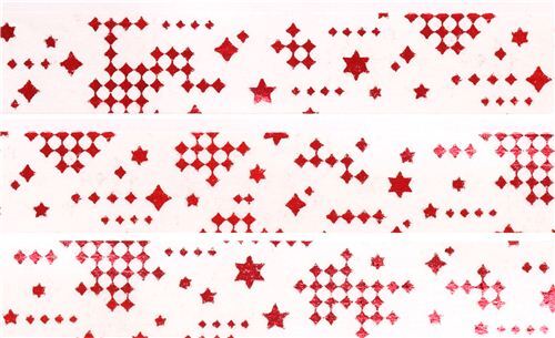 red shiny star mt fab Washi Tape deco tape 3