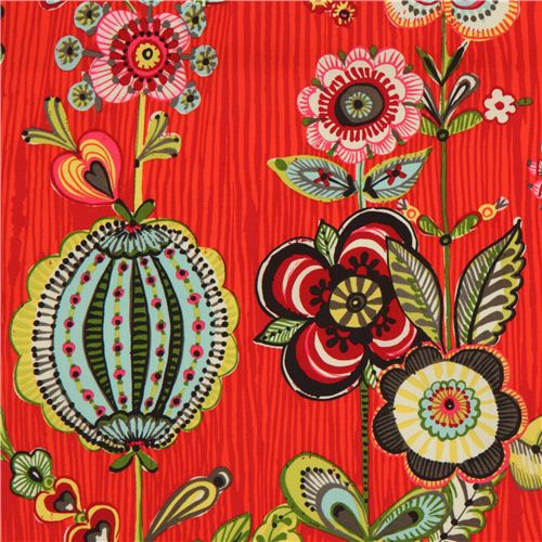 rot gestreifter Alexander Henry Blumen Stoff Anastasia Stoff