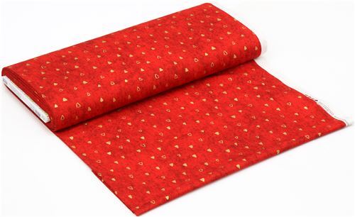 Remnant (19 x 112 cm) - red triangle gold metallic fabric Robert Kaufman Gustav Klimt 3