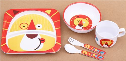 Ensemble djeuner pour bote  bento rouge et blanc avec une tte de lion 2