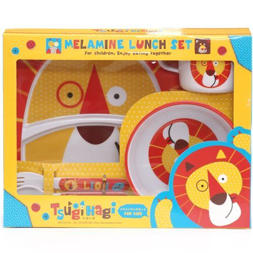 Ensemble djeuner pour bote  bento rouge et blanc avec une tte de lion 3