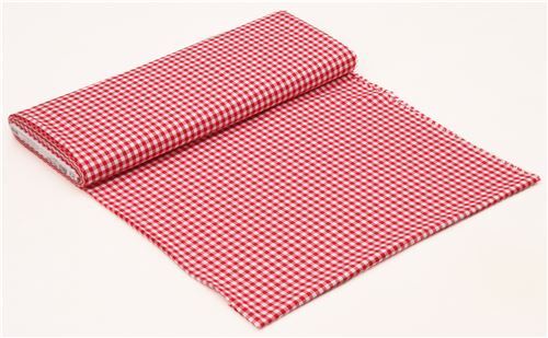 Remnant (11 x 112 cm) - red white checkered Robert Kaufman fabric Carolina Gingham 3