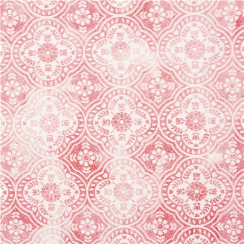 Tissu en coton  carreaux rpts avec des mdaillons roses Tissu