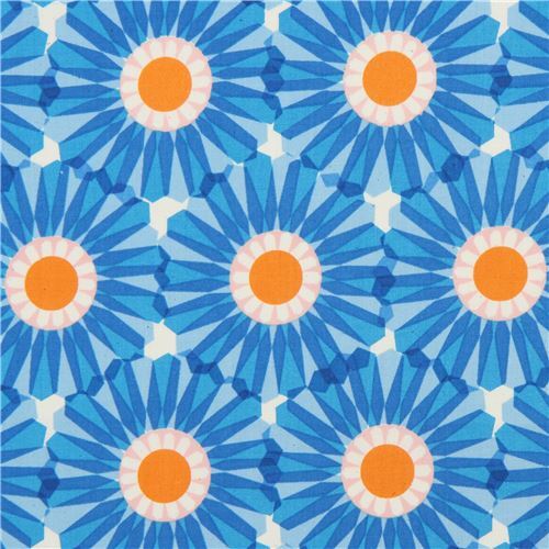 retro blue flower quilting fabric by Cotton and Steel Fabric