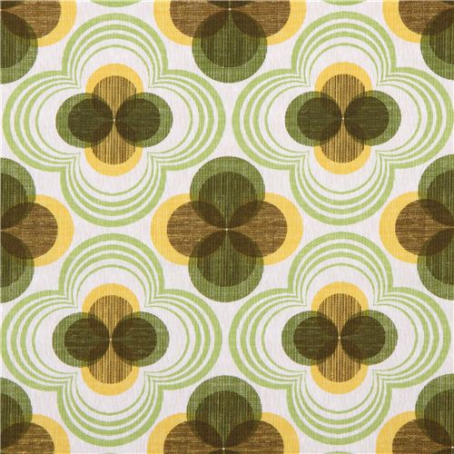Retro Blumen Ornament Canvas Stoff grn Robert Kaufman Stoff