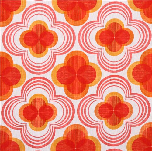 retro flower ornament canvas fabric red Robert Kaufman Fabric