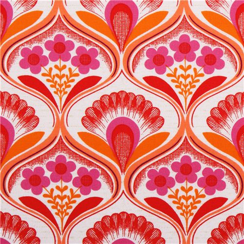 Toile papier peint rtro  fleurs marrons par Robert Kaufman Tissu