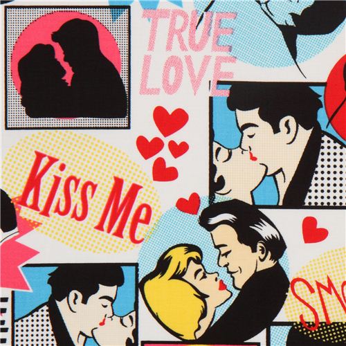 retro Liebespaar Stoff Kuss Liebe Timeless Treasures Stoff