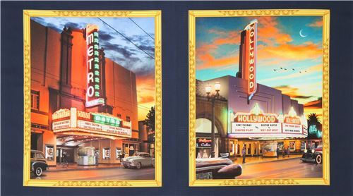 Vintage Retro Hollywood Theatre Fabric