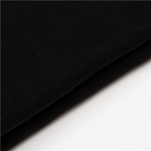 Tissu jersey côtelé tubulaire noir Tissu