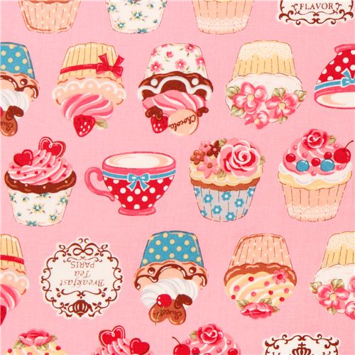 Tela rosa cupcake postre dulce magdalena té de Cosmo Japón Tela