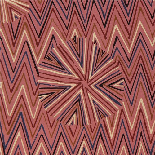 rosafarbener lila Stoff mit buntem Chevron-Muster Stoff
