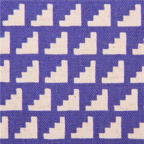 Toile Kokka Framework bleu, marches d'escalier géométriques Tissu