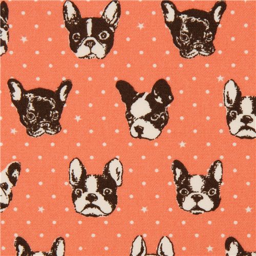 Tissu Oxford Kokka saumon avec des chiens, import du Japon Tissu