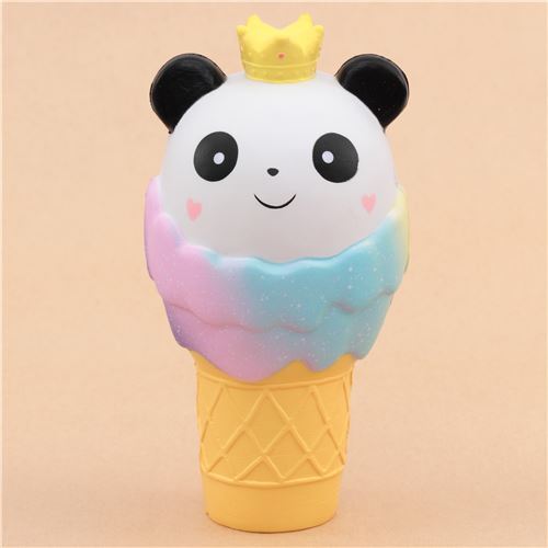 Squishy Vlampo jumbo parfumé, panda dans un cornet de glace couleur galaxie