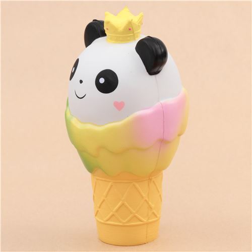 Squishy Vlampo jumbo parfumé, panda dans un cornet de glace couleur arc-en-ciel 2