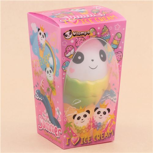 Squishy Vlampo jumbo parfumé, panda dans un cornet de glace couleur arc-en-ciel 4