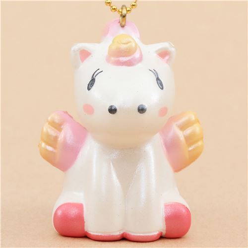 scented mini white unicorn orange-pink wing animal by WaWaii Squishy 2