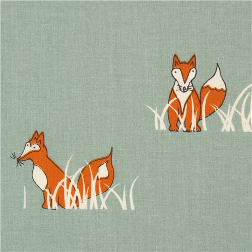 sea green fox organic fabric by birch from the USA Fabric