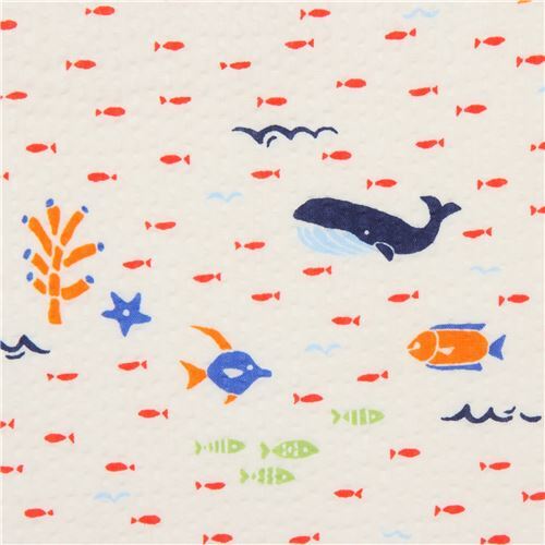 seersucker fabric with whales from Japan Fabric