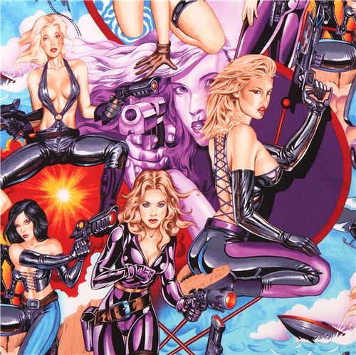 sexy Bond Girl Kmpferin Pin up Girls Stoff Alexander Henry Stoff