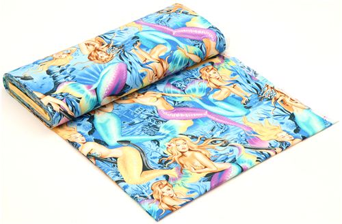 Remnant (47 x 114 cm) - sexy mermaids pin up girls fabric by Alexander Henry USA 0
