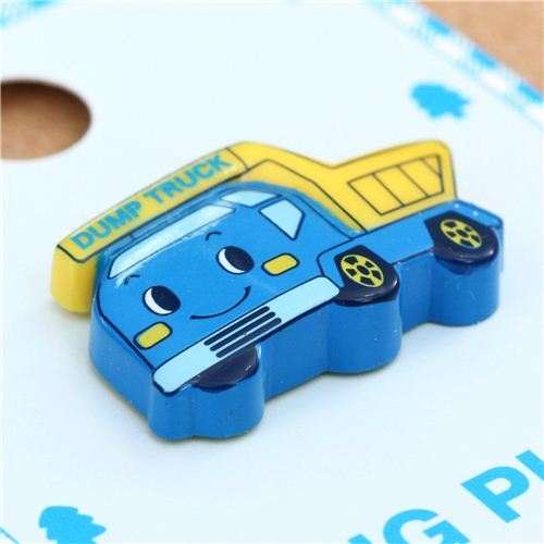 single blue yellow dump truck button 1 piece by Sanrio 2