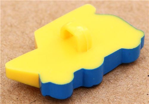 single blue yellow dump truck button 1 piece by Sanrio 3