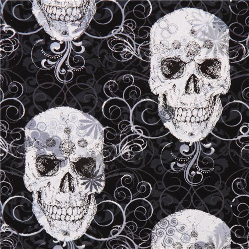 Tela negra calaveras Skull Metallic Timeless Treasures Tela