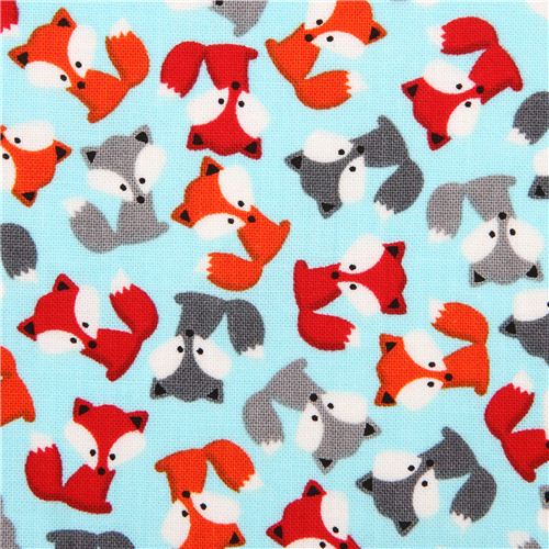 sky blue fox animal premium laminate fabric by Robert Kaufman  Fabric