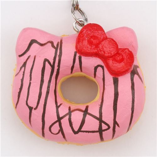 Colgante blando Squishy para mvil o bolso pequeo donut rosa Hello Kitty
