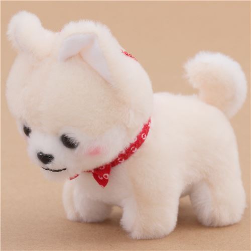 small cream white dog red bow tie chain Mameshiba San Kyodai plush toy Japan 2