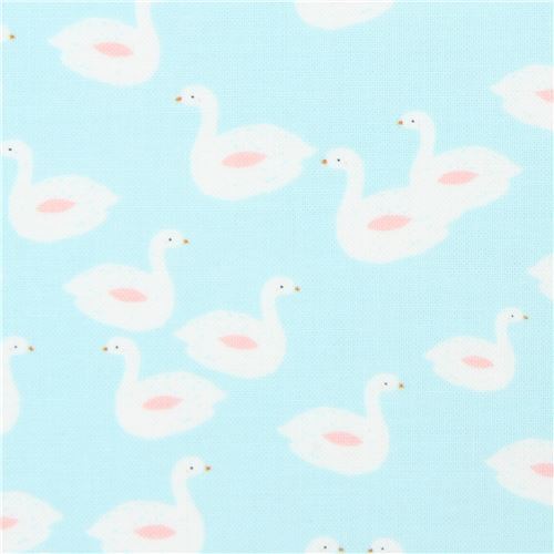 Tissu bleu clair avec des petites oies Tissu