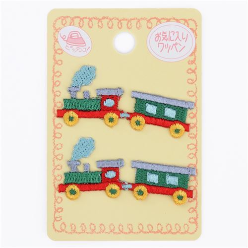 small green red train iron-on transfer sheet 2 piece