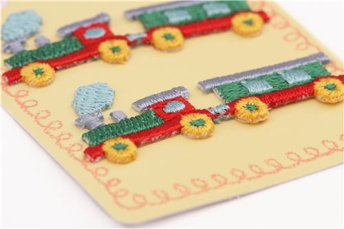 small green red train iron-on transfer sheet 2 piece 2